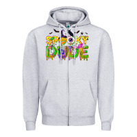 Heather Grey spooky dude Zipper Hoodie - NancyCooperArtShop