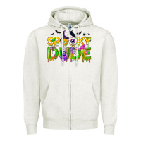Oatmeal Heather spooky dude Zipper Hoodie - NancyCooperArtShop