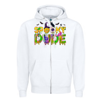 White spooky dude Zipper Hoodie - NancyCooperArtShop