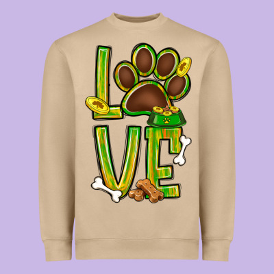 Tie Dye St. Patrick's Day Love Dog Paw Heavyweight Sweatshirt Designed By Bundleandbundleshop