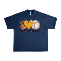 Navy peace love baseball Urban Heavy Tee - AdoDesignShop