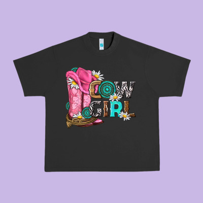 Western Cowgirl Urban Heavy Tee Designed By Nancycooperartshop