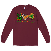 Burgundy Peace Love St.Patrick's Day Long Sleeve Tee - BundleAndBundleShop