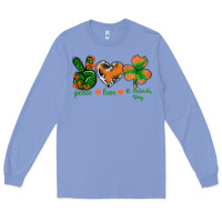 Colony Blue Peace Love St.Patrick's Day Long Sleeve Tee - BundleAndBundleShop