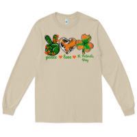 Mushroom Peace Love St.Patrick's Day Long Sleeve Tee - BundleAndBundleShop