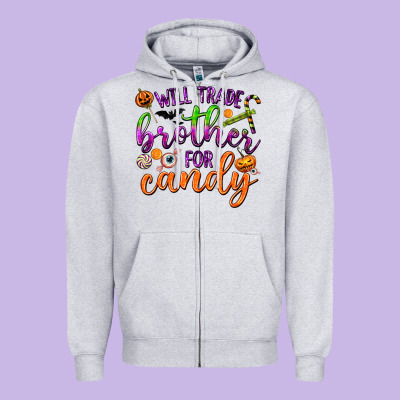 Will Trade Brother For Candy Zipper Hoodie Designed By Texasbilliewilder