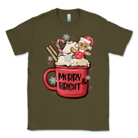 Army Green merry and bright Classic Tee - MaliasSmallBusiness