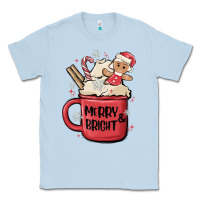 Dusty Blue merry and bright Classic Tee - MaliasSmallBusiness