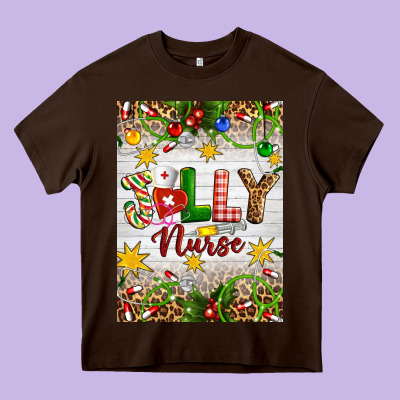Christmas Jolly Nurse Heavy Core Tee Designed By Artiststas