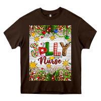 Chocolate Brown Christmas Jolly Nurse Heavy Core Tee - Artiststas