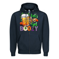 Navy Lets Get Boozy Zipper Hoodie - texasbilliewilder
