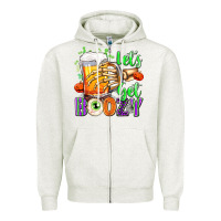 Oatmeal Heather Lets Get Boozy Zipper Hoodie - texasbilliewilder