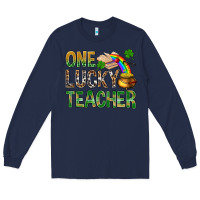 Navy One Lucky Teacher St. Patricks Long Sleeve Tee - BundleAndBundleShop
