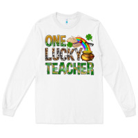 White One Lucky Teacher St. Patricks Long Sleeve Tee - BundleAndBundleShop