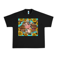Western Cute Cow With Sunflower Urban Heavy Tee | Teevron