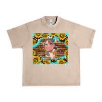 French Oak western cute cow with sunflower Urban Heavy Tee - NancyCooperArtShop