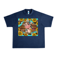 Navy western cute cow with sunflower Urban Heavy Tee - NancyCooperArtShop