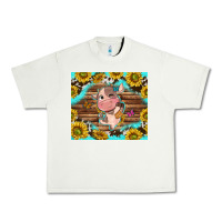 Pistachio western cute cow with sunflower Urban Heavy Tee - NancyCooperArtShop
