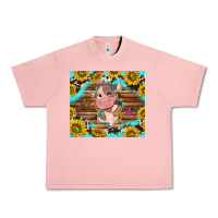 Salmon western cute cow with sunflower Urban Heavy Tee - NancyCooperArtShop