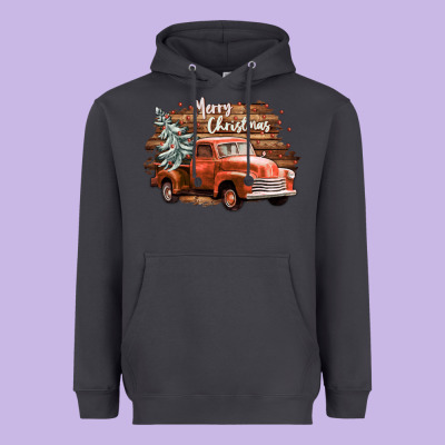 Merry Christmas Truck Heavyweight Hoodie Designed By Cowgirlartshop