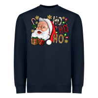 Navy Santa Ho Ho Ho With Gift Box Heavyweight Sweatshirt - BundleAndBundleShop
