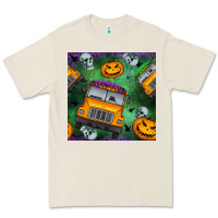 Bone halloween bus and pumpkin seamless pattern Premium Tee - BundleAndBundleShop