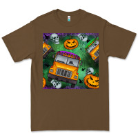 Cacao halloween bus and pumpkin seamless pattern Premium Tee - BundleAndBundleShop