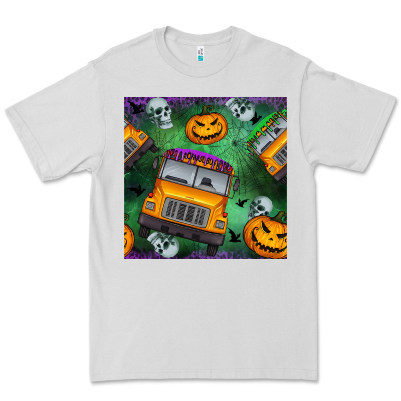 Halloween Bus And Pumpkin Seamless Pattern Premium Tee by BundleAndBundleShop | Teevron