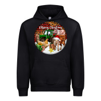 Black Merry Christmas Farm Animals Urban Hoodie - FaDigitalArtStudio