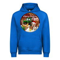 Cobalt Merry Christmas Farm Animals Urban Hoodie - FaDigitalArtStudio