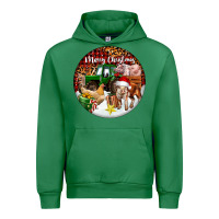 Emerald Merry Christmas Farm Animals Urban Hoodie - FaDigitalArtStudio