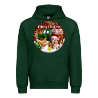 Forest Green Merry Christmas Farm Animals Urban Hoodie - FaDigitalArtStudio