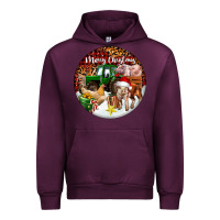 Mauve Wine Merry Christmas Farm Animals Urban Hoodie - FaDigitalArtStudio