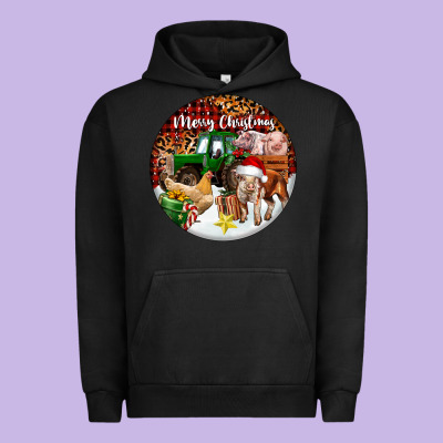 Merry Christmas Farm Animals Urban Hoodie Designed By Fadigitalartstudio