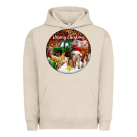 Pigment French Oak Merry Christmas Farm Animals Urban Hoodie - FaDigitalArtStudio