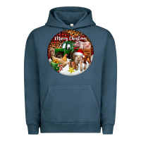 Pigment Midnight Navy Merry Christmas Farm Animals Urban Hoodie - FaDigitalArtStudio