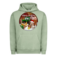 Pigment Oil Green Merry Christmas Farm Animals Urban Hoodie - FaDigitalArtStudio