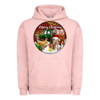 Pigment Salmon Merry Christmas Farm Animals Urban Hoodie - FaDigitalArtStudio