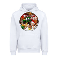 White Merry Christmas Farm Animals Urban Hoodie - FaDigitalArtStudio
