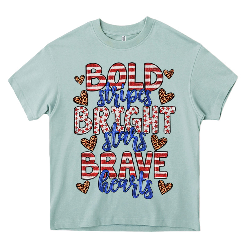 Bold Stripes Bright Stars Brave Hearts Heavy Core Tee by JahusDesignShop | Teevron
