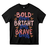 Black bold stripes bright stars brave hearts Heavy Core Tee - JahusDesignShop