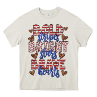 Cream bold stripes bright stars brave hearts Heavy Core Tee - JahusDesignShop