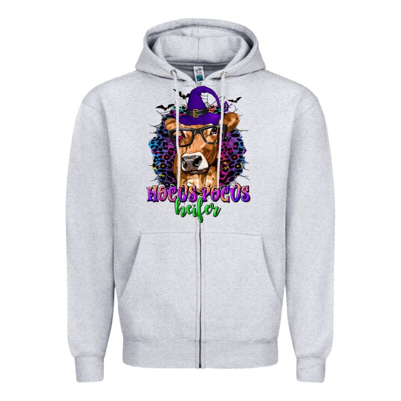 Hocus Pocus Heifer With Cow And Halloween Zipper Hoodie by texasbilliewilder | Teevron