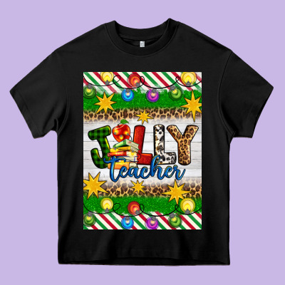 Christmas Jolly Teacher Heavy Core Tee Designed By Artiststas