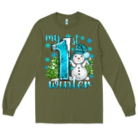 Army Green My 1 St Winter With Cute Snowman Long Sleeve Tee - BundleAndBundleShop