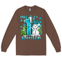 Chestnut My 1 St Winter With Cute Snowman Long Sleeve Tee - BundleAndBundleShop