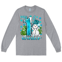 Heather Grey My 1 St Winter With Cute Snowman Long Sleeve Tee - BundleAndBundleShop