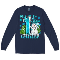 Navy My 1 St Winter With Cute Snowman Long Sleeve Tee - BundleAndBundleShop