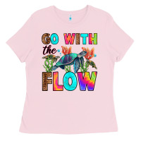 Bubblegum Pink go with the flow Ladies Tee - RanaPortraitStore