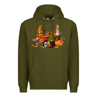 Army Green fall gnome truck Premium Hoodie - CowGirlArtShop